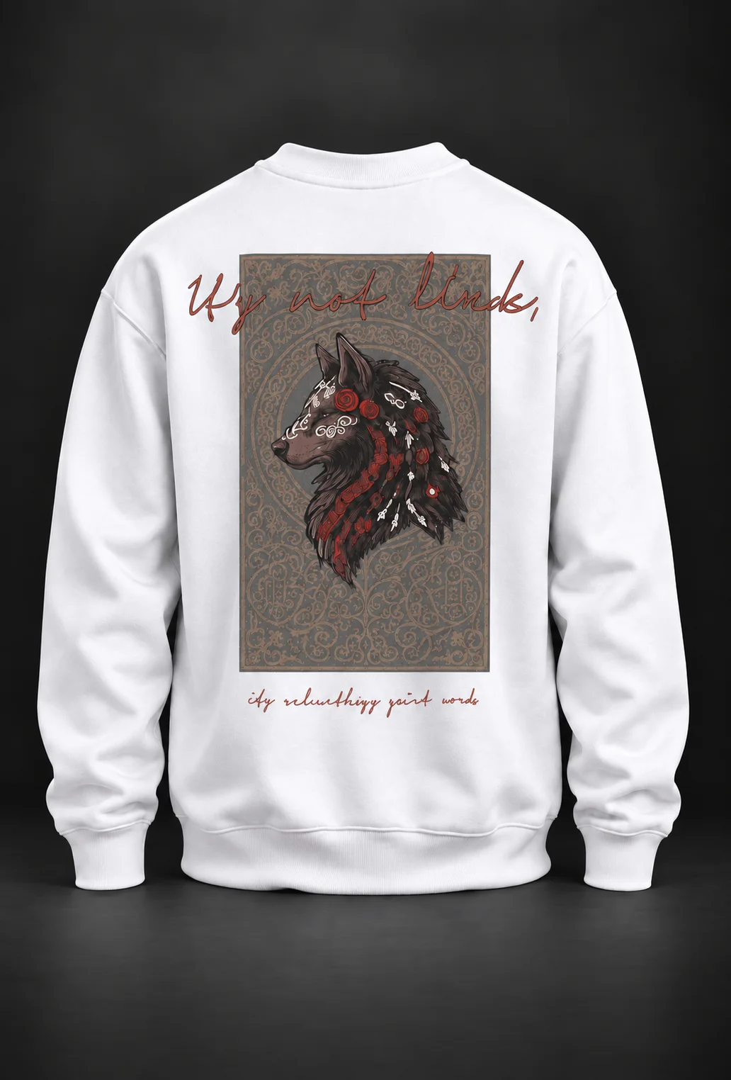 Kurt Baskılı Beyaz Sweatshirt