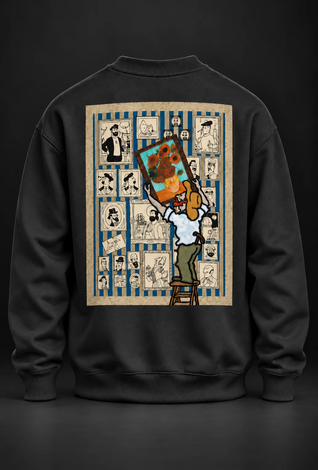 Sunflower Gallery Siyah Baskılı Sweatshirt
