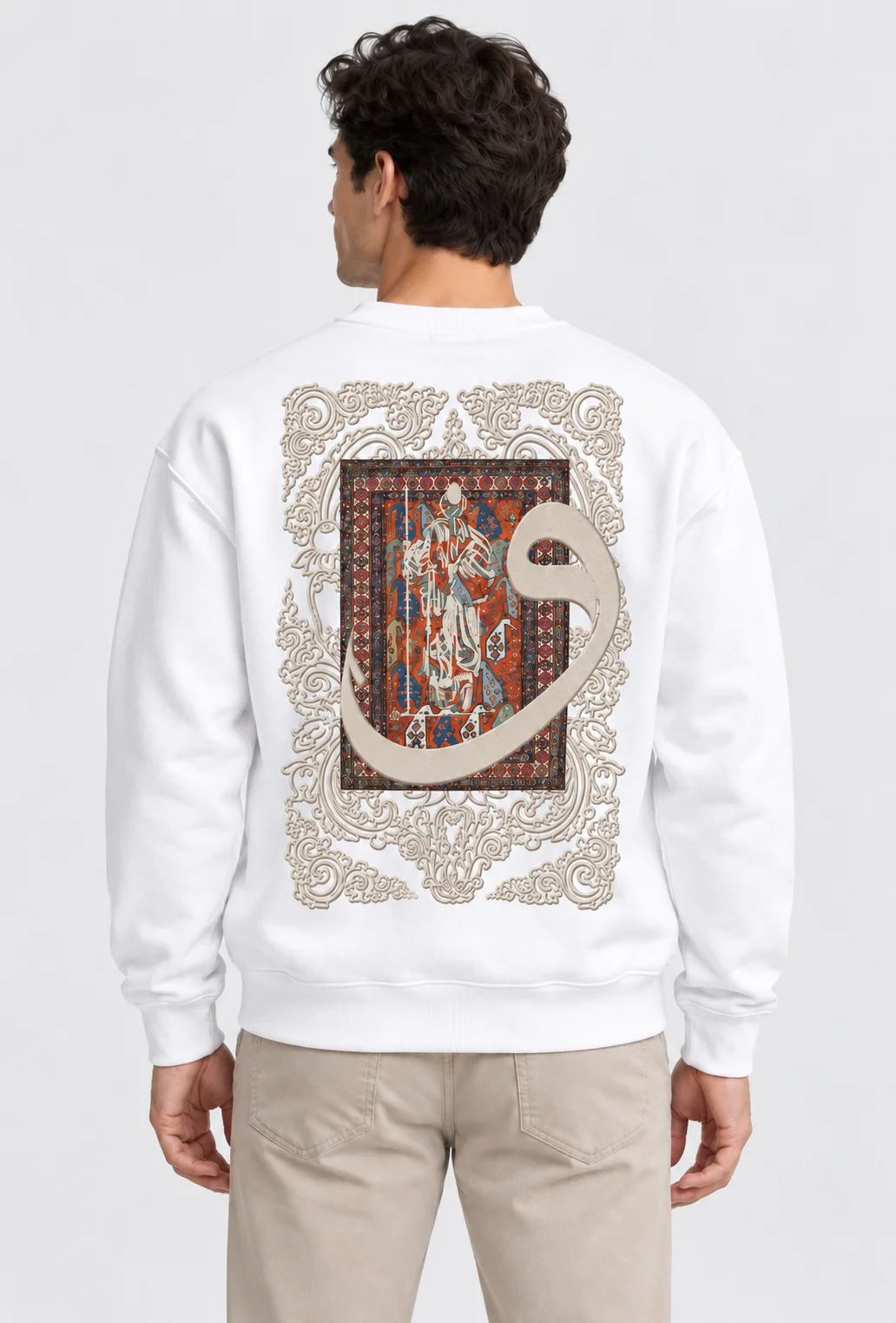 Heritage Carpet Beyaz Baskılı Sweatshirt