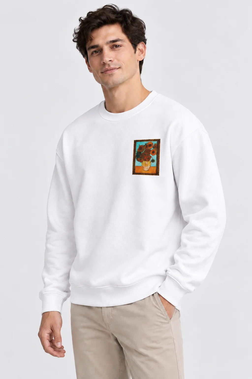 Sunflower Gallery Beyaz Baskılı Sweatshirt
