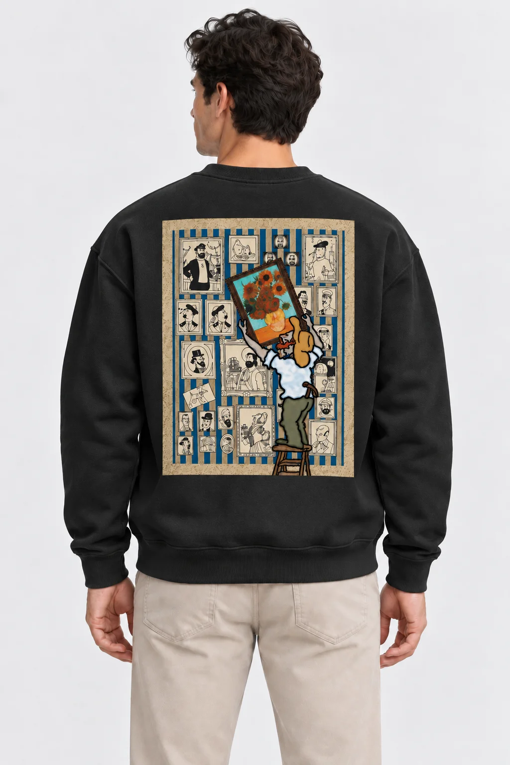 Sunflower Gallery Siyah Baskılı Sweatshirt