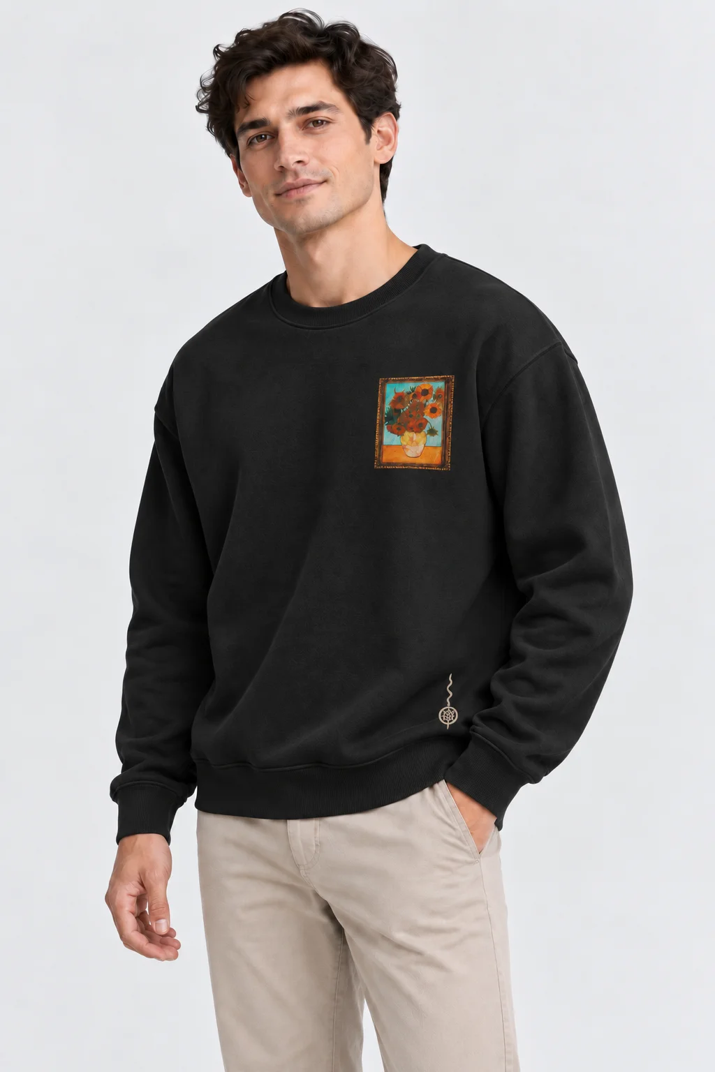 Sunflower Gallery Siyah Baskılı Sweatshirt