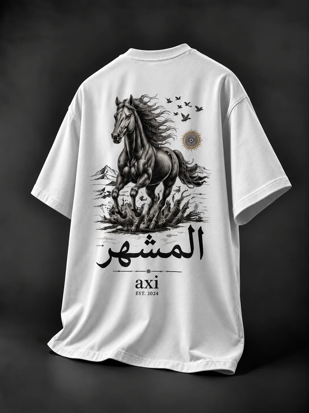 Stallion Spirit Beyaz Nakışlı Tişört