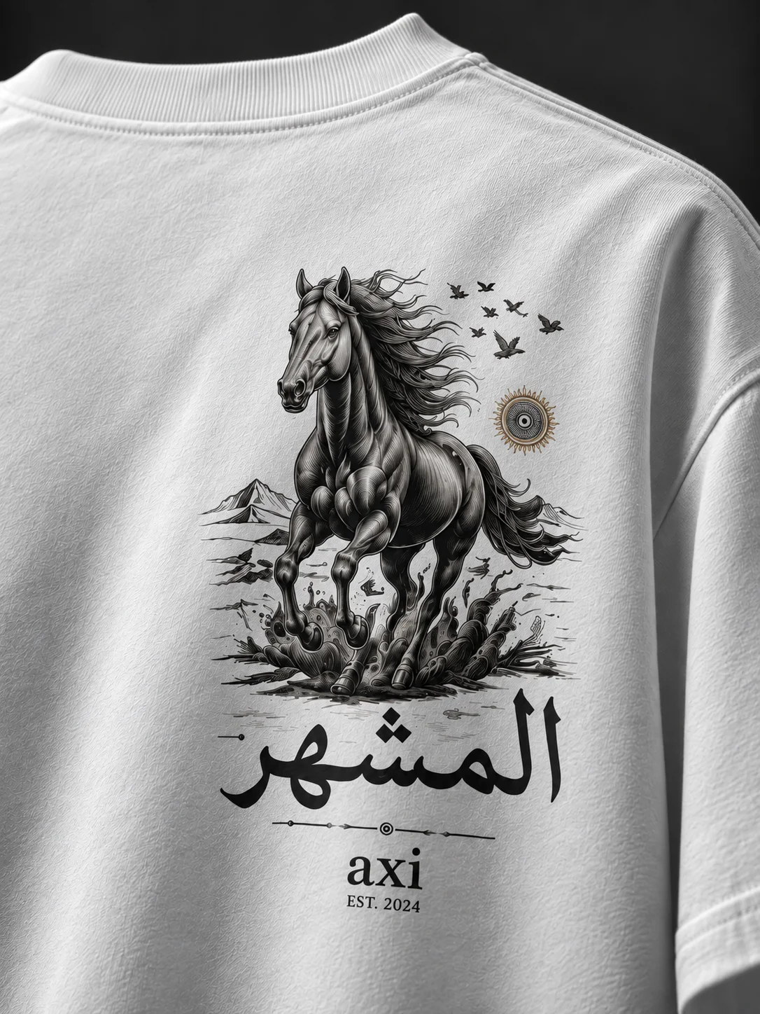 Stallion Spirit Beyaz Nakışlı Tişört