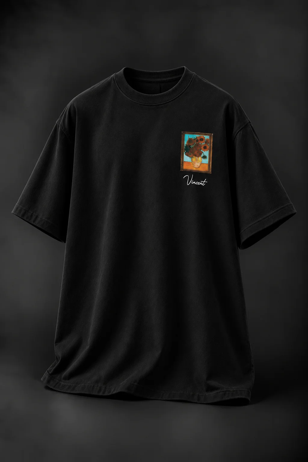Vincent Gallery Siyah Oversize Baskılı Tişört