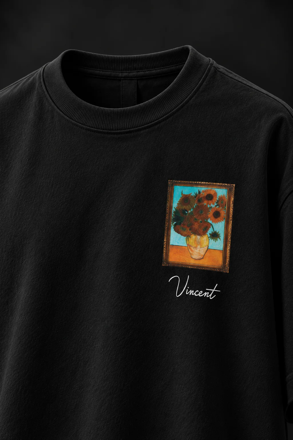 Vincent Gallery Siyah Oversize Baskılı Tişört