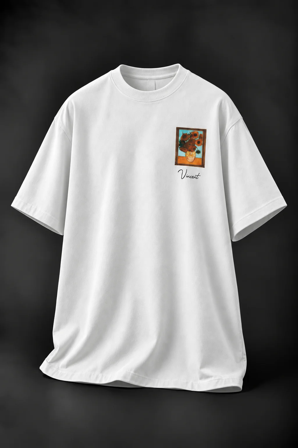 Vincent Gallery Beyaz Oversize Baskılı Tişört