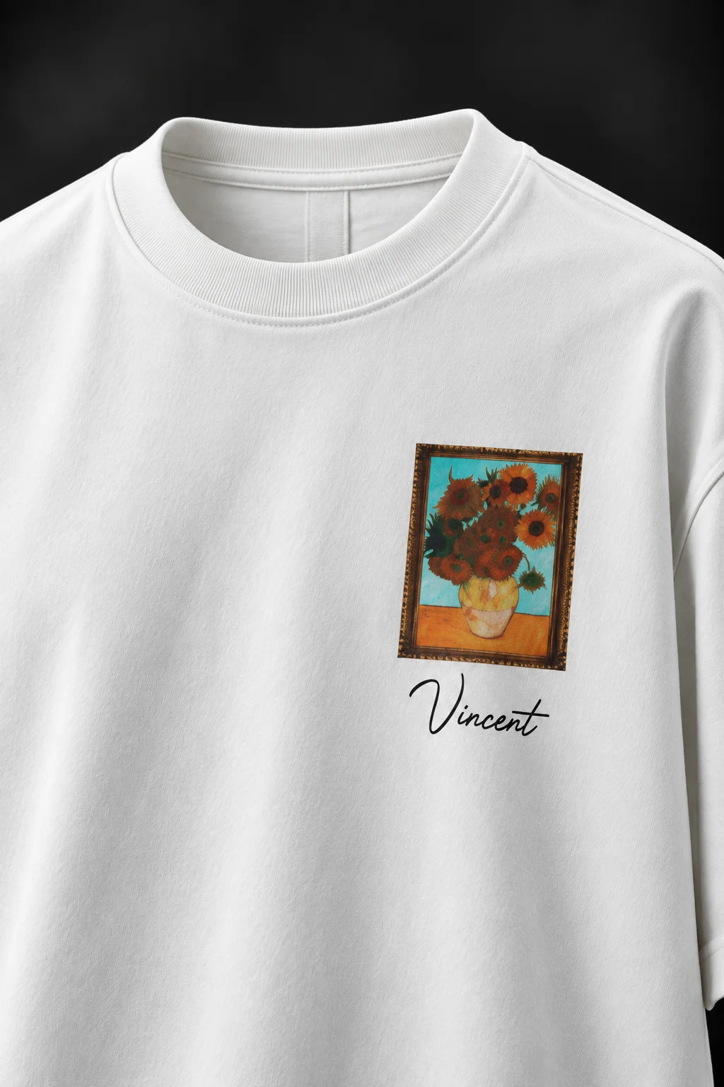 Vincent Gallery Beyaz Oversize Baskılı Tişört