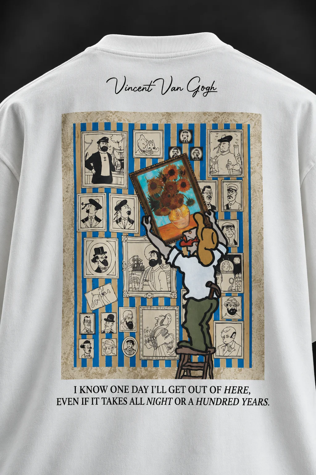 Vincent Gallery Beyaz Oversize Baskılı Tişört