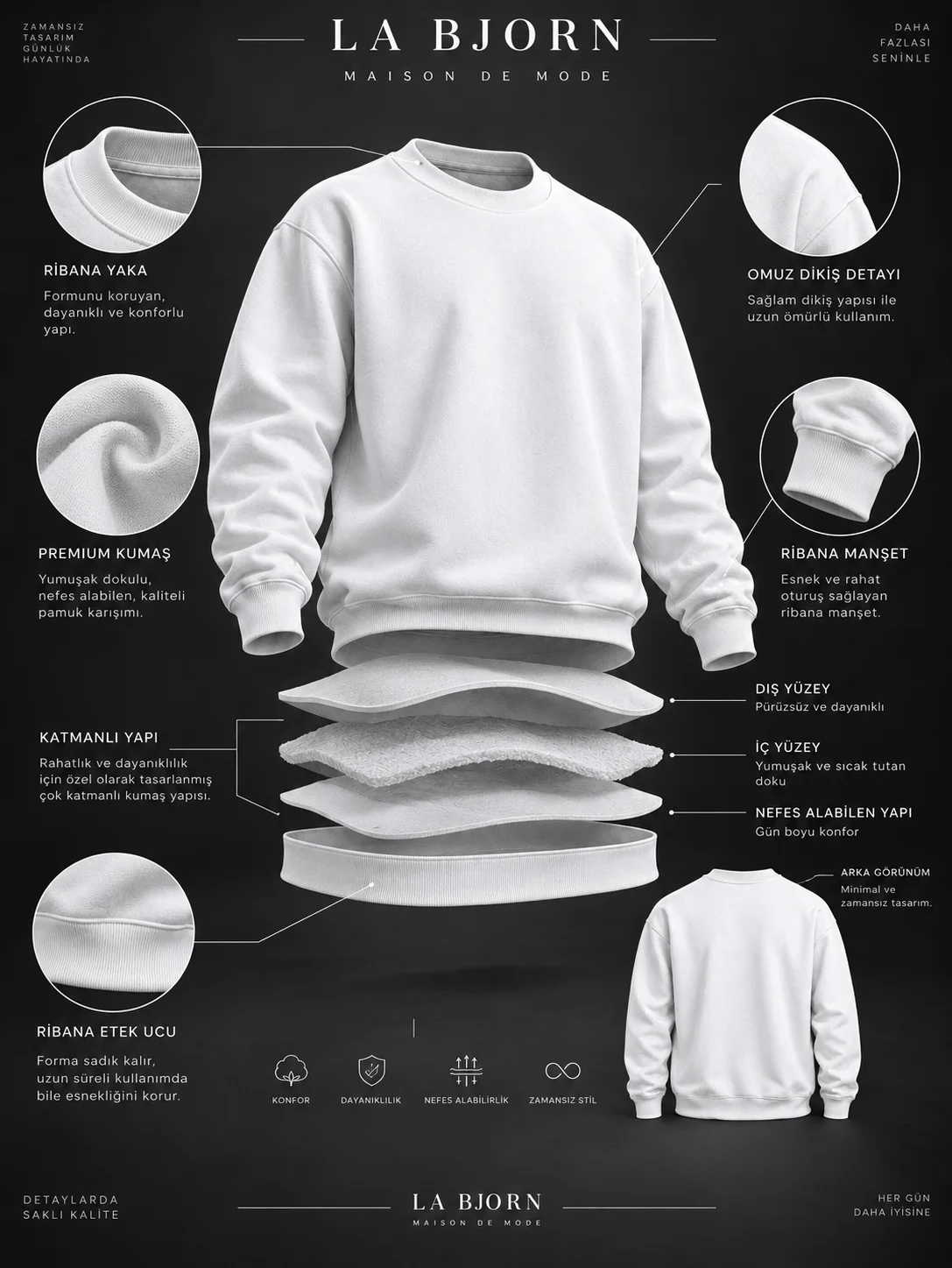 Essential Form Beyaz Basic Sweatshirt