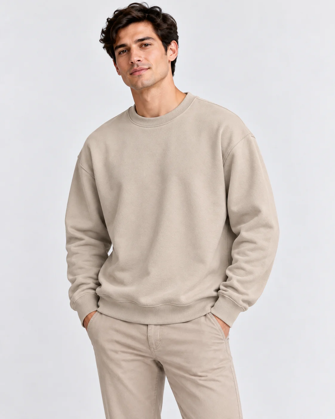 Essential Form Krem Basic Sweatshirt