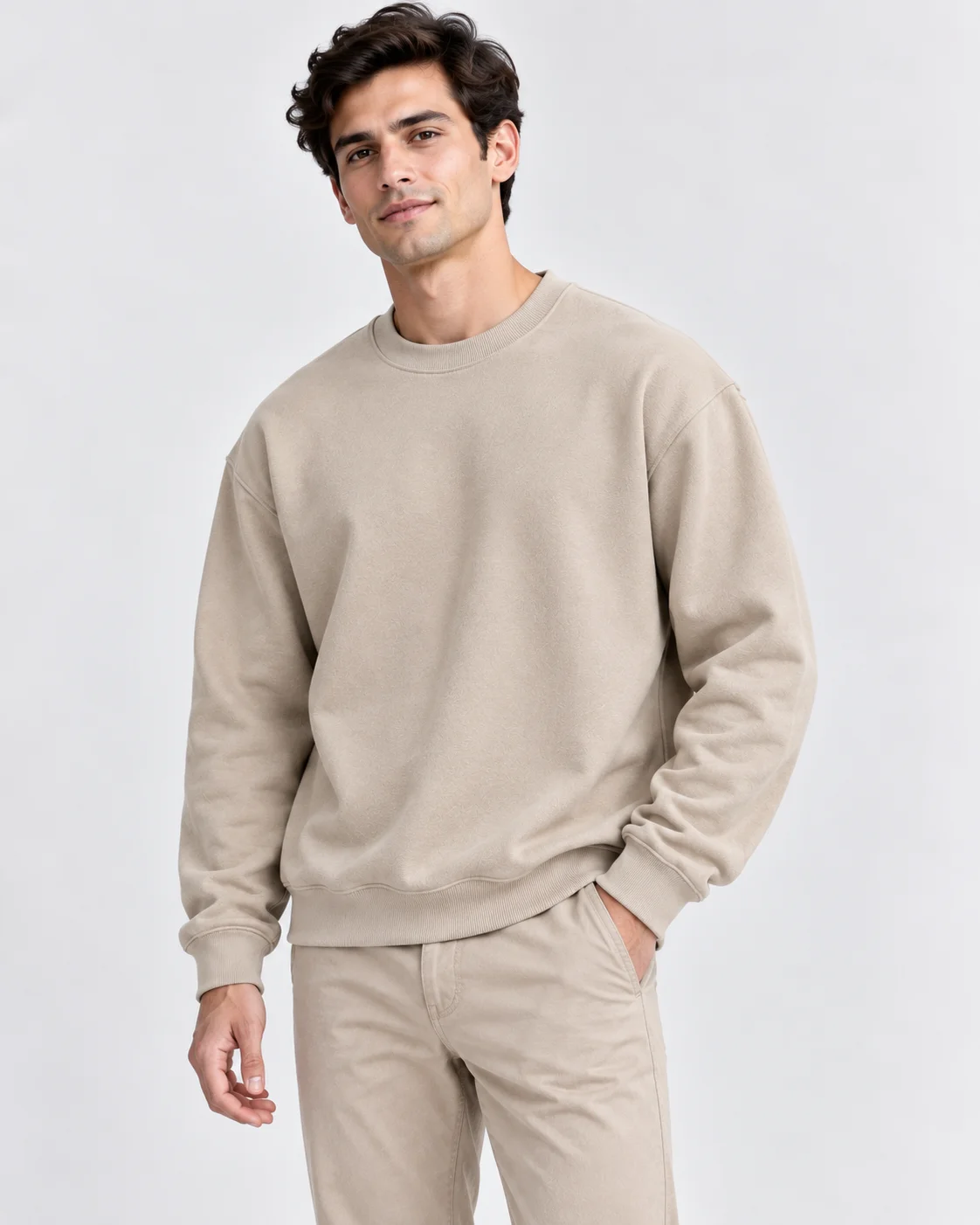 Essential Form Krem Basic Sweatshirt