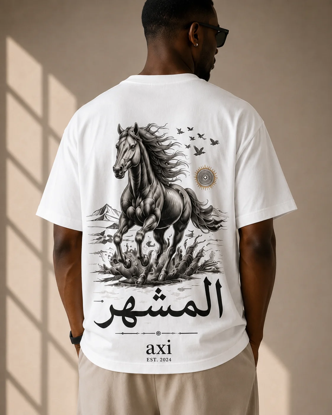 Stallion Spirit Beyaz Nakışlı Tişört