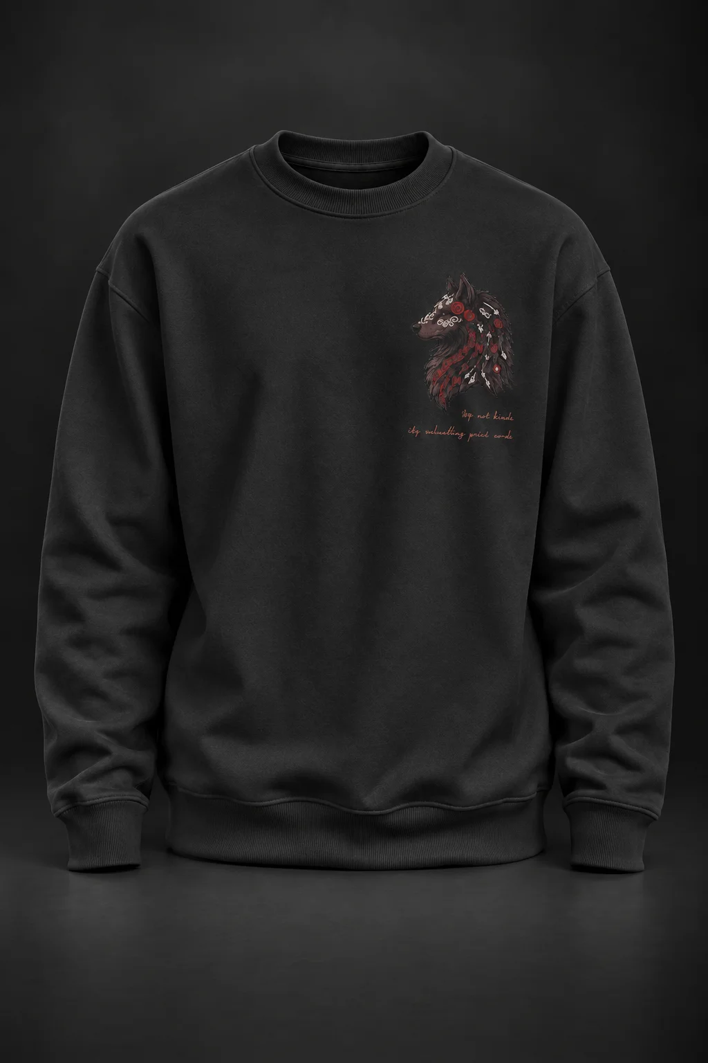 Kurt Baskılı Siyah Sweatshirt