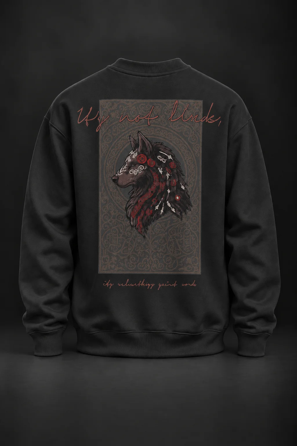 Kurt Baskılı Siyah Sweatshirt