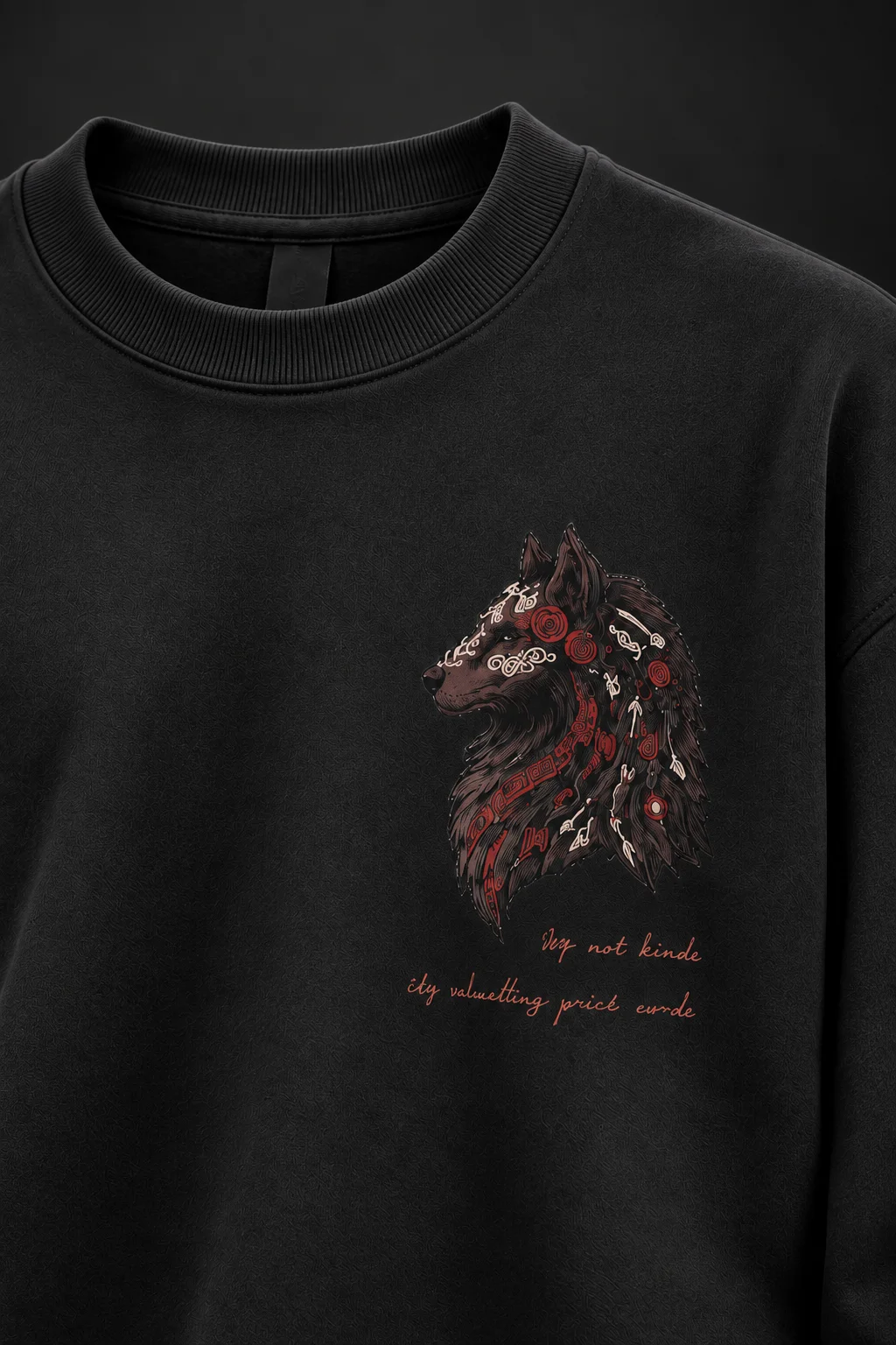 Kurt Baskılı Siyah Sweatshirt