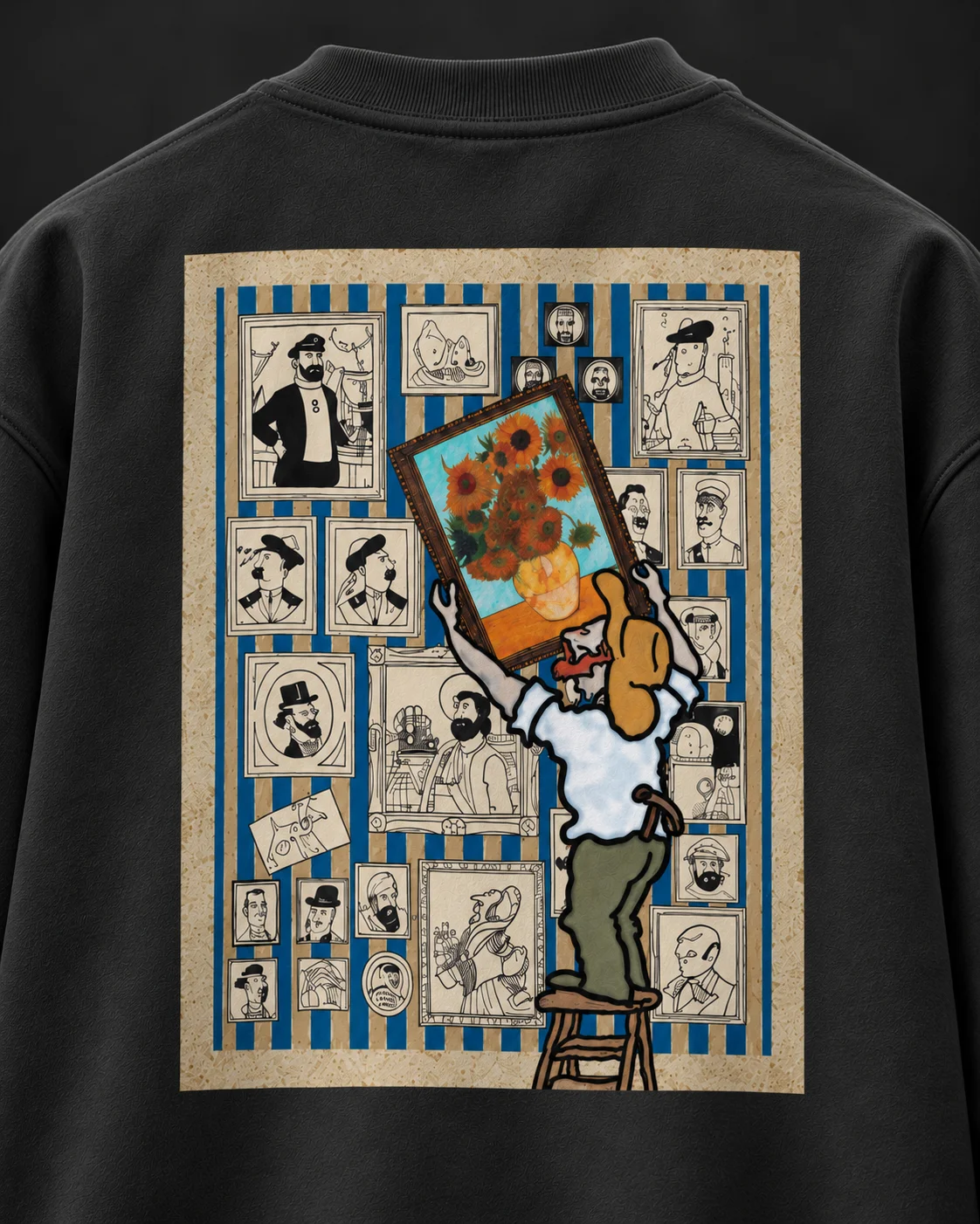 Sunflower Gallery Siyah Baskılı Sweatshirt