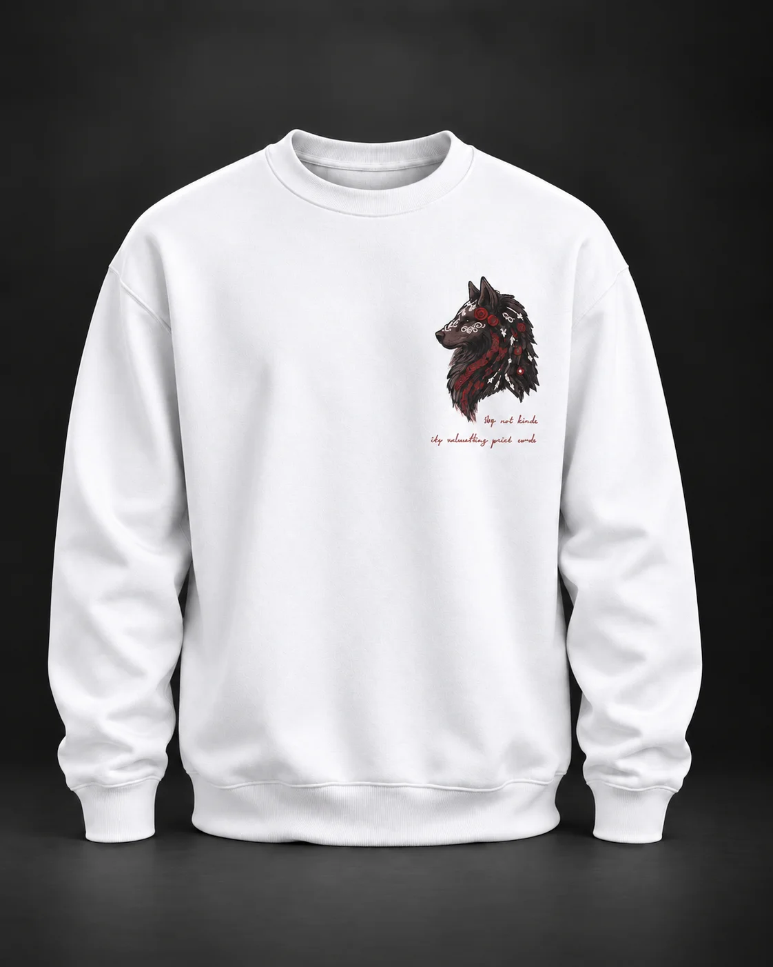 Kurt Baskılı Beyaz Sweatshirt