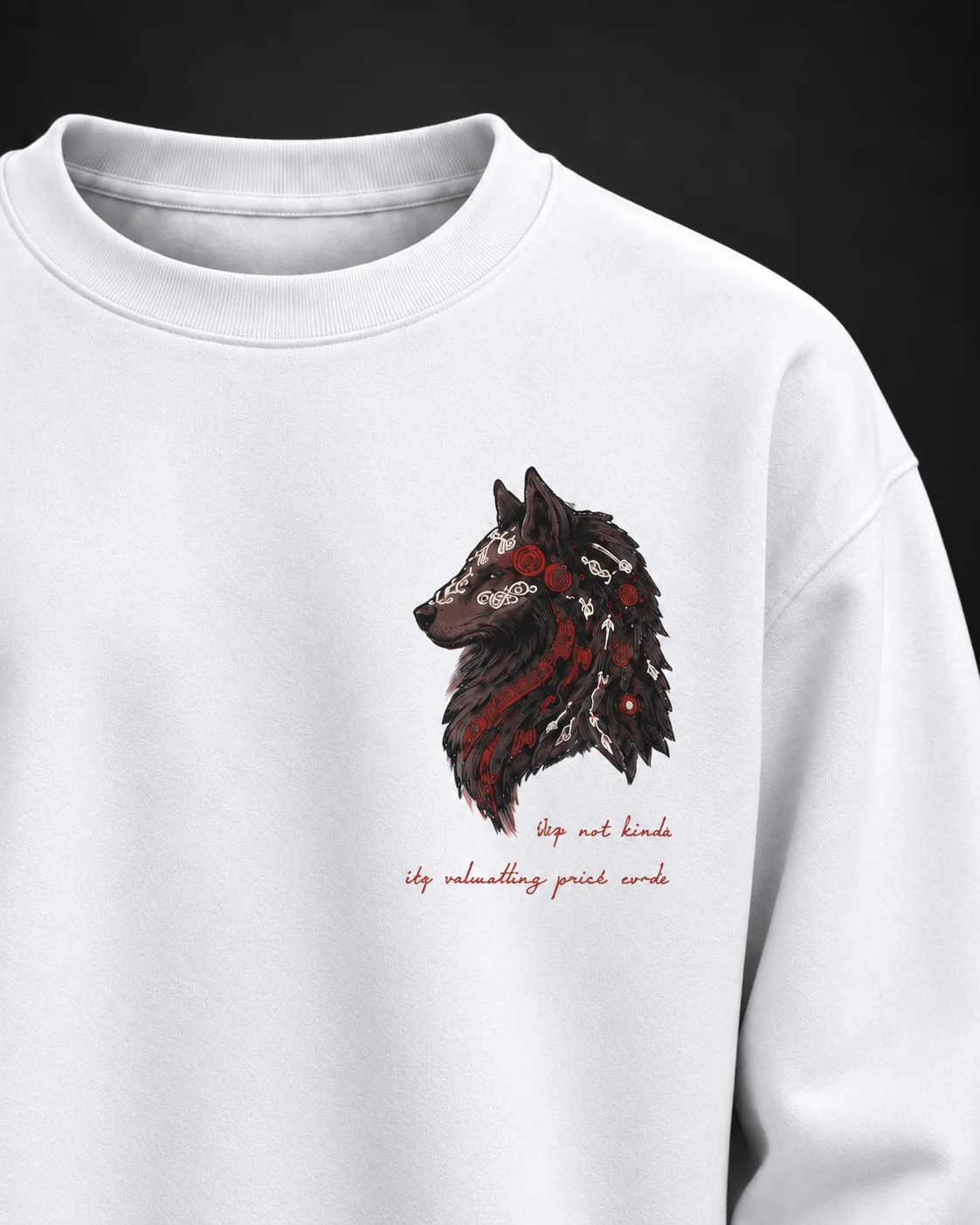 Kurt Baskılı Beyaz Sweatshirt