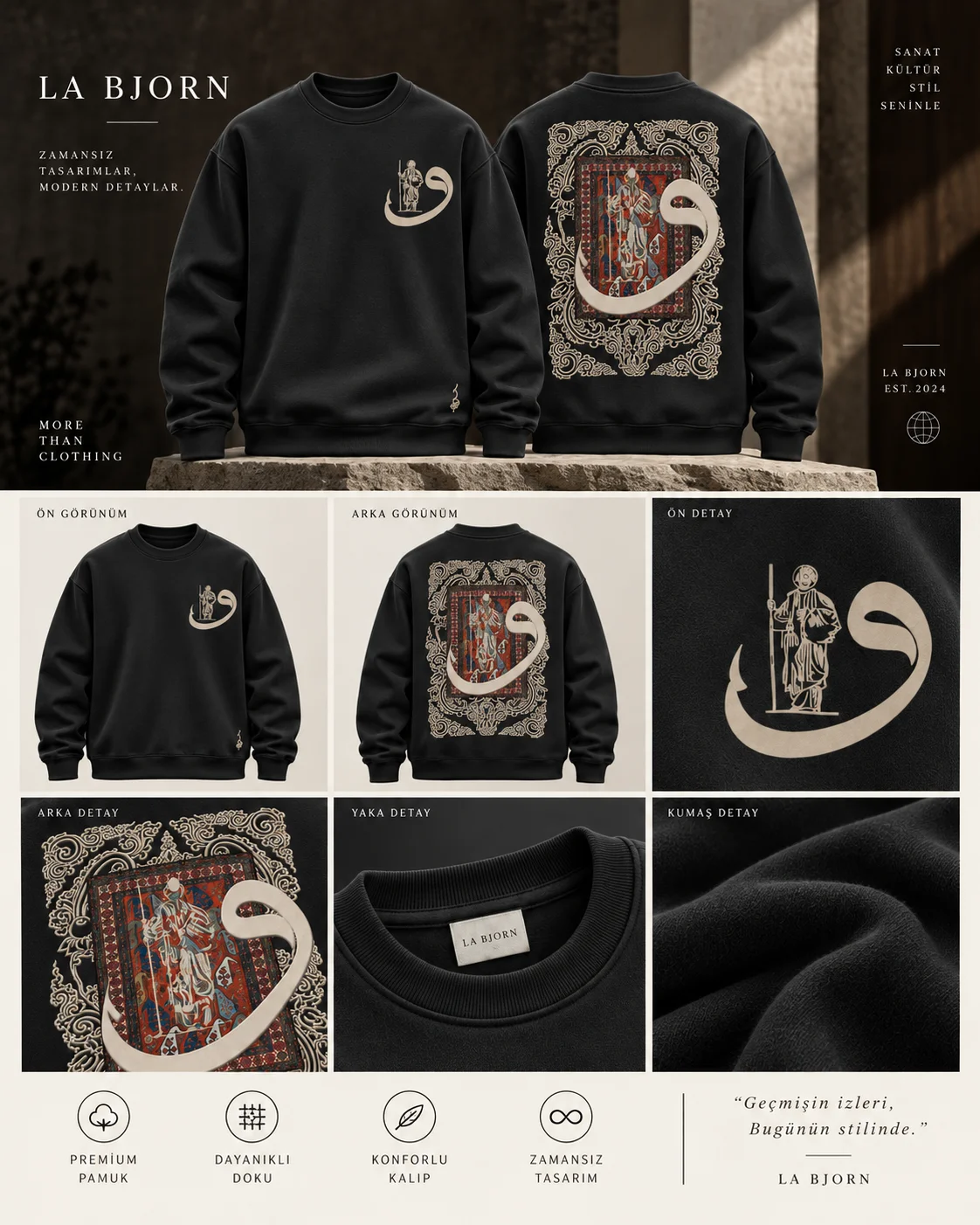 Heritage Carpet Siyah Baskılı Sweatshirt