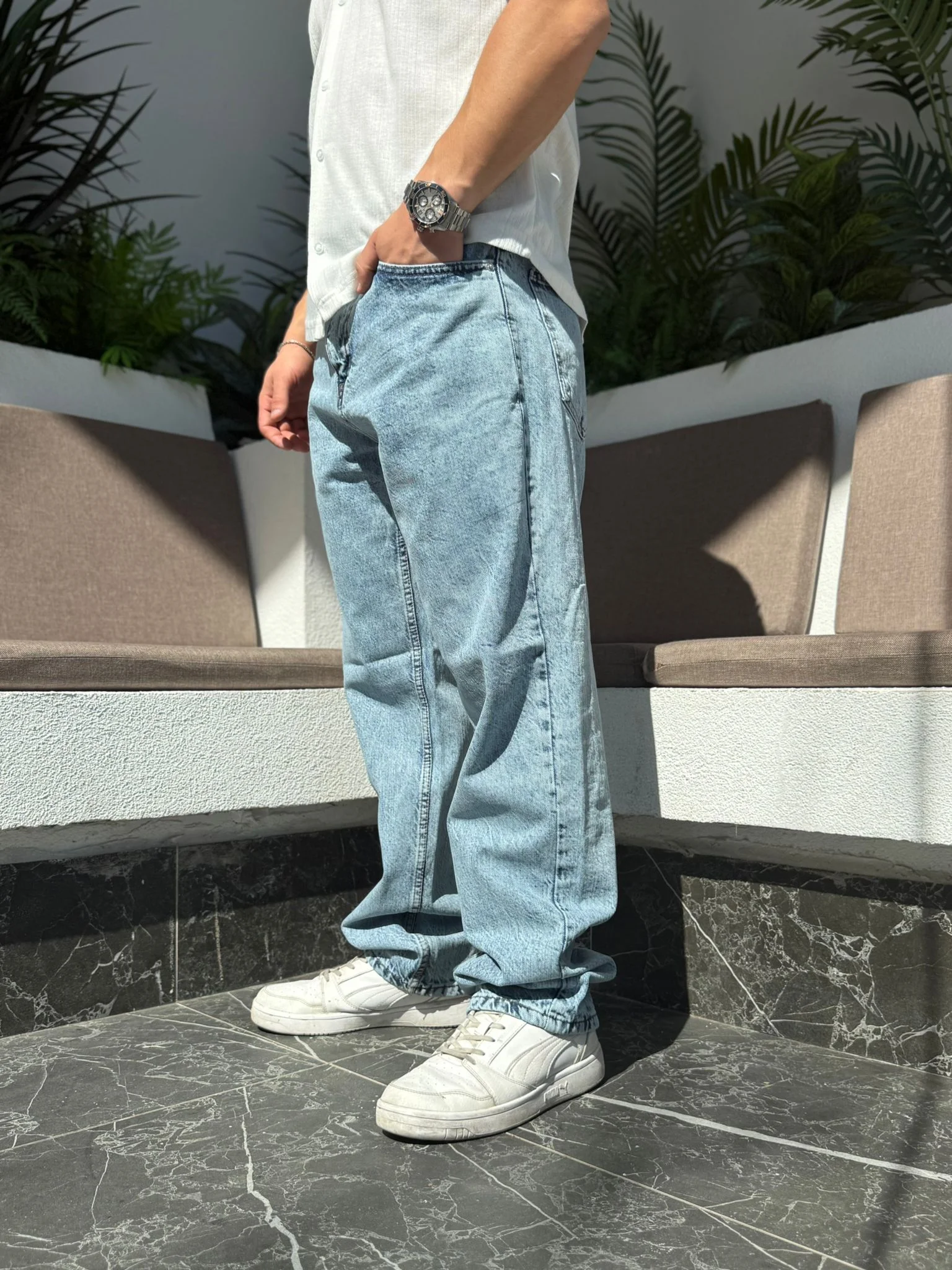 Buz Mavi Baggy Jeans