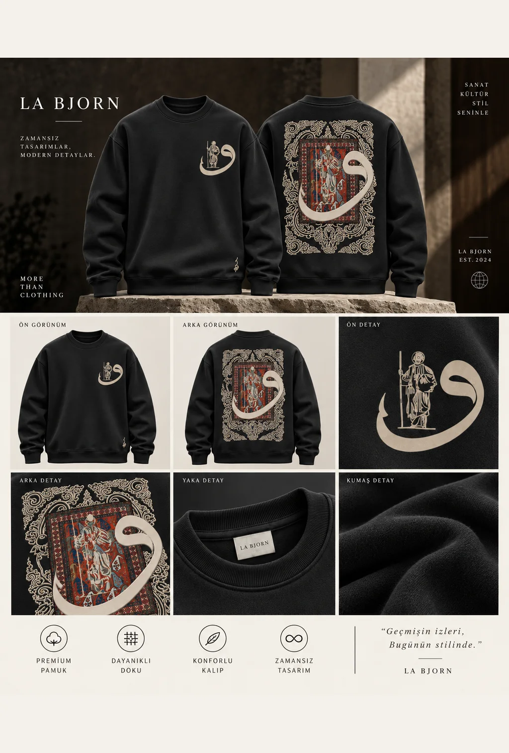 Heritage Carpet Siyah Baskılı Sweatshirt
